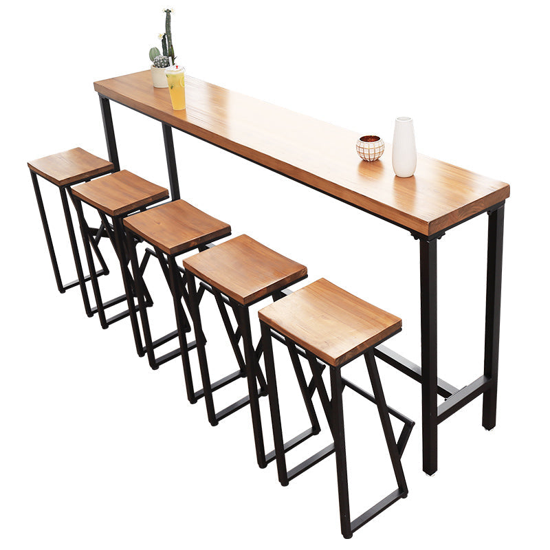 Zeitgenössisches Pub-Set aus massivem Holz, 1/6-teilig, rechteckiges Bar-Set mit Barhöhe