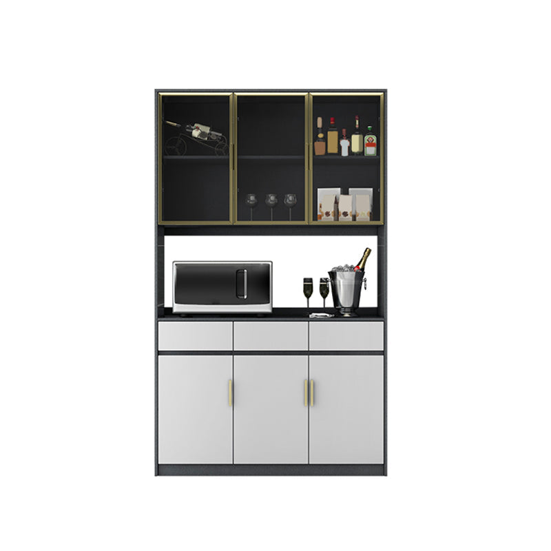 Porte di vetro contemporanee da pranzo Hutch Wood Hutch Buffet con porte