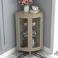 Contemporary Glass Doors Display Stand Birch Hutch Buffet with Doors