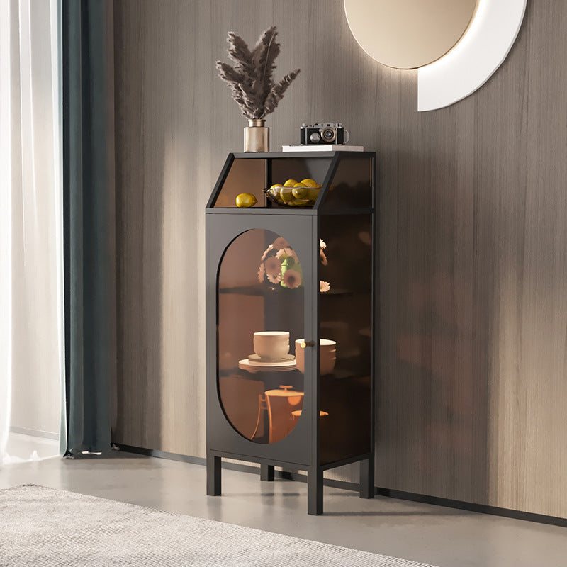 Contemporary Metal Curio Cabinet Glass Doors Hutch Cabinet with Doors for Living Room Clearhalo 'Display & China Cabinets' 'display_china_cabinets' 'furn' 'furn_display_china_cabinets' 'Furniture' 'Kitchen & Dining Furniture' 6617948