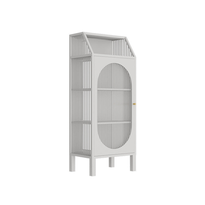 Contemporary Metal Curio Cabinet Glass Doors Hutch Cabinet with Doors for Living Room White Vertical Glass Clearhalo 'Display & China Cabinets' 'display_china_cabinets' 'furn' 'furn_display_china_cabinets' 'Furniture' 'Kitchen & Dining Furniture' 6617950