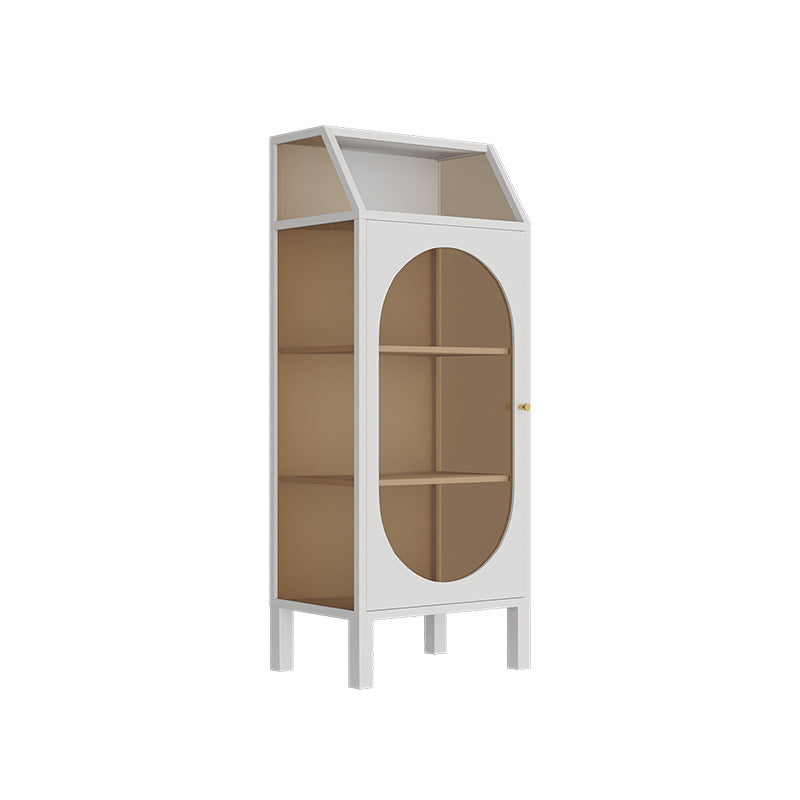 Contemporary Metal Curio Cabinet Glass Doors Hutch Cabinet with Doors for Living Room White Brown Glass Clearhalo 'Display & China Cabinets' 'display_china_cabinets' 'furn' 'furn_display_china_cabinets' 'Furniture' 'Kitchen & Dining Furniture' 6617952