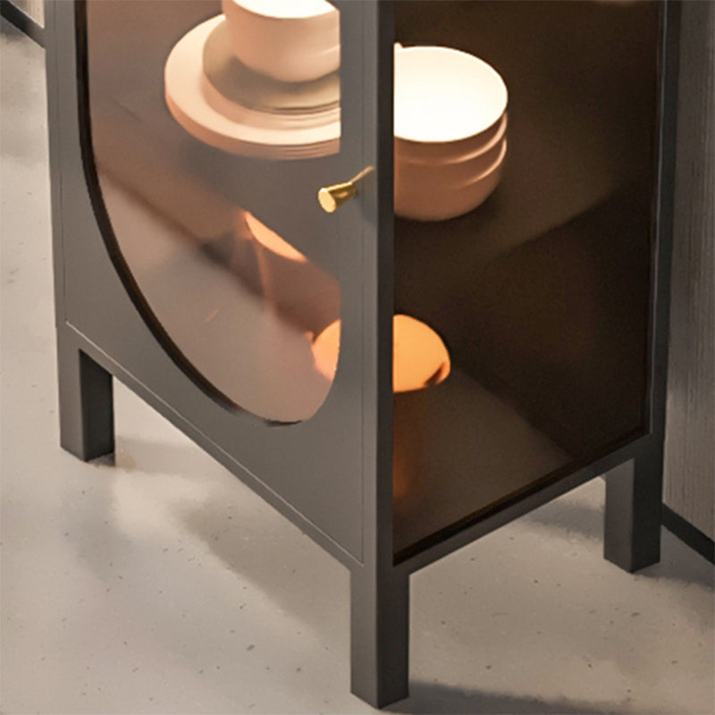 Contemporary Metal Curio Cabinet Glass Doors Hutch Cabinet with Doors for Living Room Clearhalo 'Display & China Cabinets' 'display_china_cabinets' 'furn' 'furn_display_china_cabinets' 'Furniture' 'Kitchen & Dining Furniture' 6617957