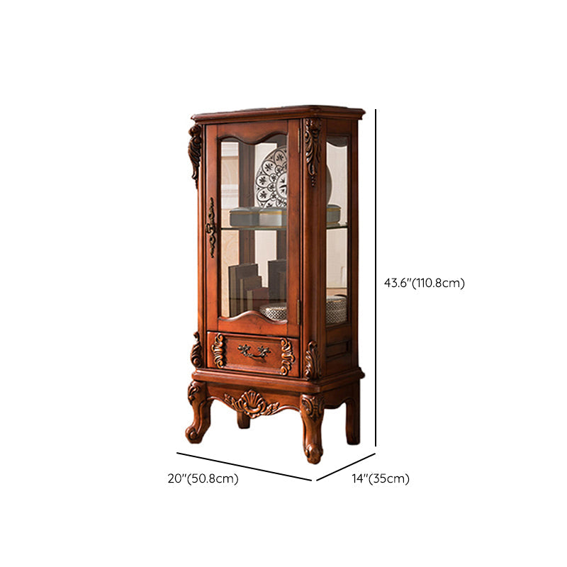 Traditional Birch Curio Cabinet Glass Doors Hutch Buffet with Doors Clearhalo 'Display & China Cabinets' 'display_china_cabinets' 'furn' 'furn_display_china_cabinets' 'Furniture' 'Kitchen & Dining Furniture' 6617977