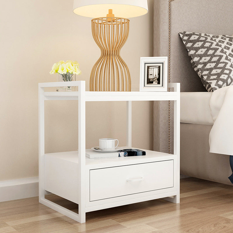 Wooden Bed Nightstand Contemporary Accent Table Nightstand with Drawer White 1 Piece Clearhalo 'Bedroom Furniture' 'furn' 'furn_night_stand' 'Furniture' 'night_stand' 'Nightstands' 6618024