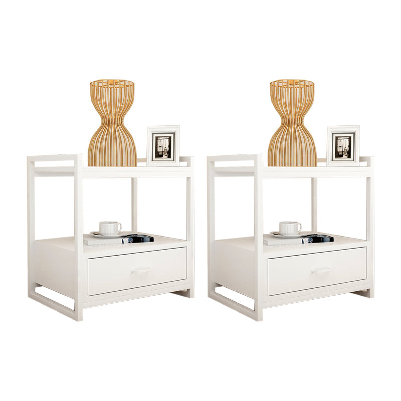 Wooden Bed Nightstand Contemporary Accent Table Nightstand with Drawer White 2 Piece Set Clearhalo 'Bedroom Furniture' 'furn' 'furn_night_stand' 'Furniture' 'night_stand' 'Nightstands' 6618025