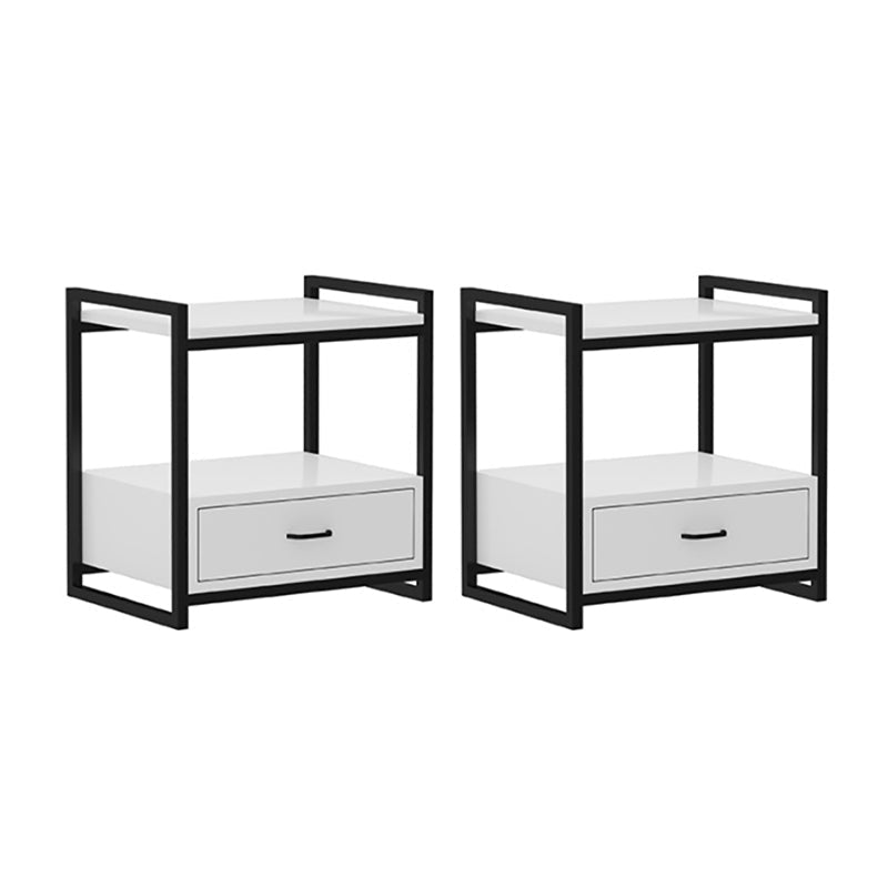 Wooden Bed Nightstand Contemporary Accent Table Nightstand with Drawer Black-White 2 Piece Set Clearhalo 'Bedroom Furniture' 'furn' 'furn_night_stand' 'Furniture' 'night_stand' 'Nightstands' 6618030