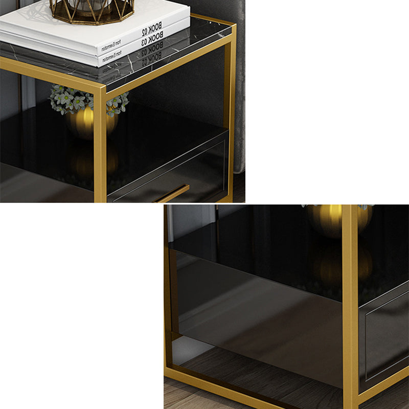 Glam Bed Nightstand Open Storage Accent Table Nightstand with Drawer Clearhalo 'Bedroom Furniture' 'furn' 'furn_night_stand' 'Furniture' 'night_stand' 'Nightstands' 6618047