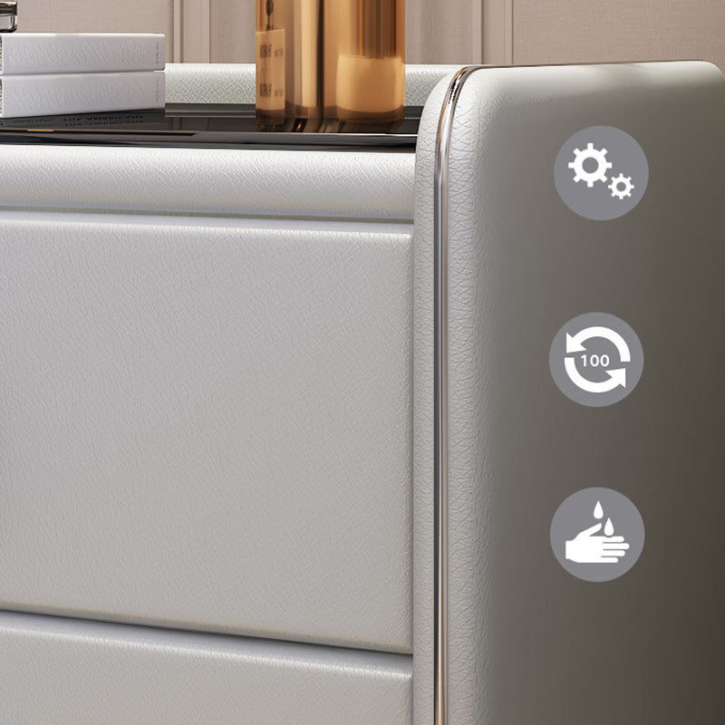 コンテンポラリーアクセントテーブルナイトスタンドグラスナイトスタンドの引き出し付き