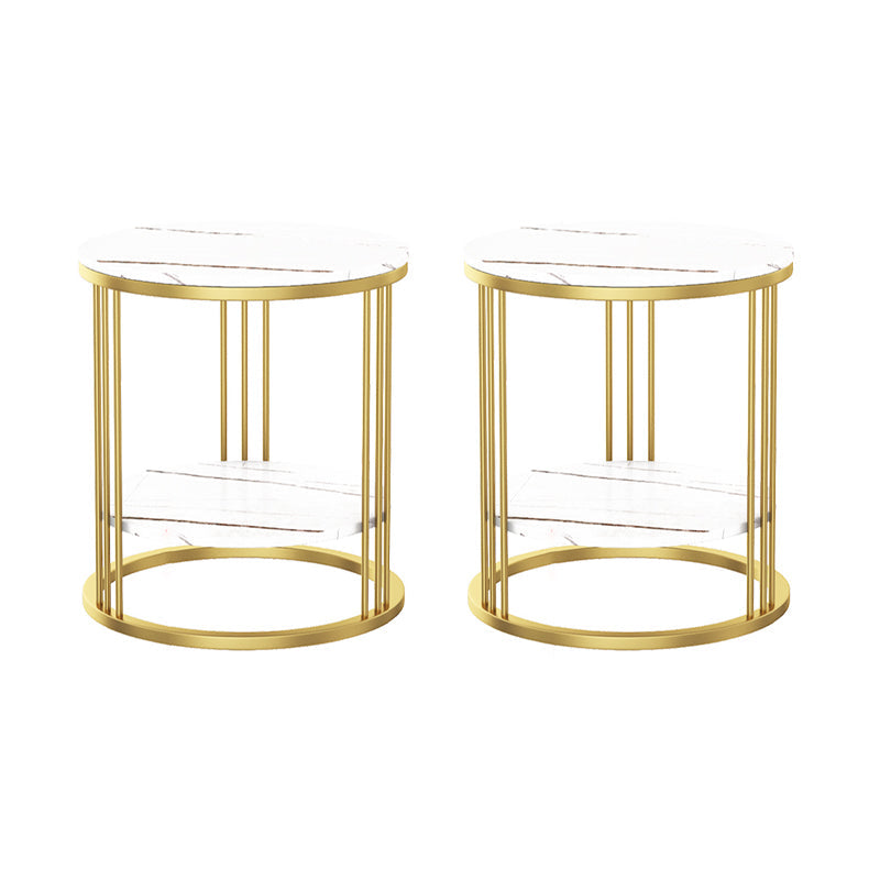 Stone Accent Table Nightstand Open Storage Nightstand for Bedroom