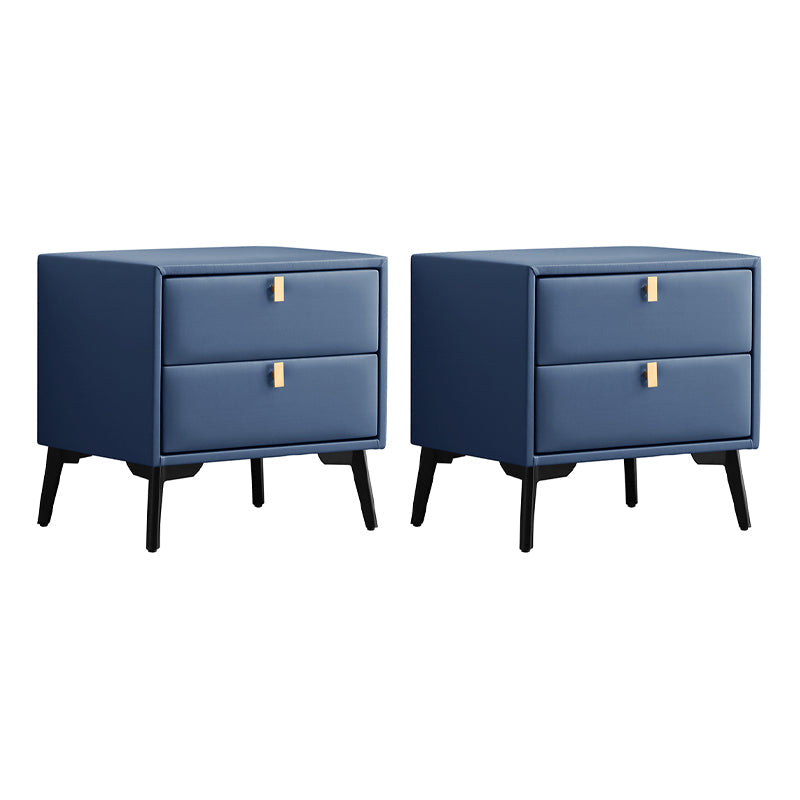 2つの引き出しが付いたレザーベッドナイトスタンドコンテンポラリーベッドサイドキャビネット