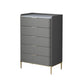 Glam Stone Storage Chest Bedroom 15.7" Wide Vertical Chest with Drawers Grey 5 Clearhalo 'Bedroom Furniture' 'Dressers & Chests' 'dressers_chests' 'furn' 'furn_dressers_chests' 'Furniture' 6618324