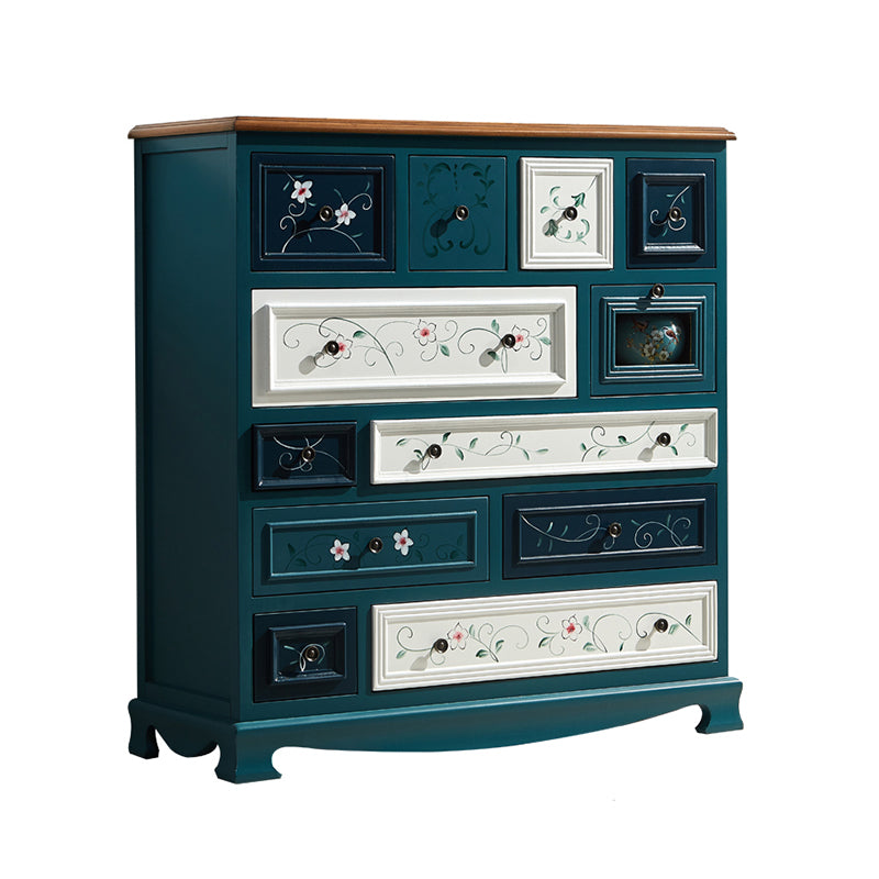 Traditional Storage Chest Dresser Wooden Storage Chest with Drawers for Bedroom 41"L x 16"W x 43"H Dark Blue Clearhalo 'Bedroom Furniture' 'Dressers & Chests' 'dressers_chests' 'furn' 'furn_dressers_chests' 'Furniture' 6618339