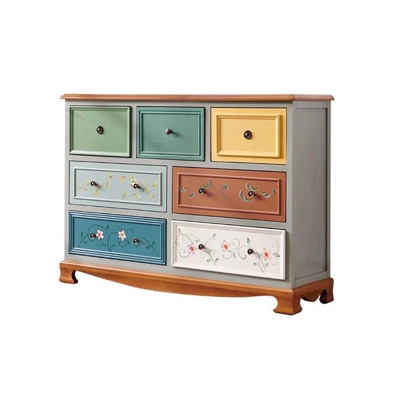 Traditional Storage Chest Dresser Wooden Storage Chest with Drawers for Bedroom 47"L x 14"W x 34"H Blue Painted Clearhalo 'Bedroom Furniture' 'Dressers & Chests' 'dressers_chests' 'furn' 'furn_dressers_chests' 'Furniture' 6618350