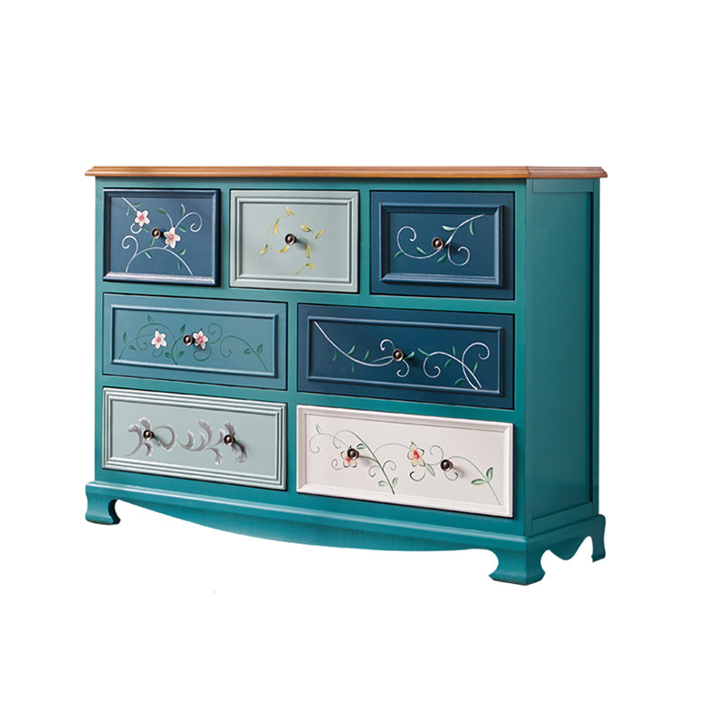 Traditional Storage Chest Dresser Wooden Storage Chest with Drawers for Bedroom 47"L x 14"W x 34"H Blue Clearhalo 'Bedroom Furniture' 'Dressers & Chests' 'dressers_chests' 'furn' 'furn_dressers_chests' 'Furniture' 6618356