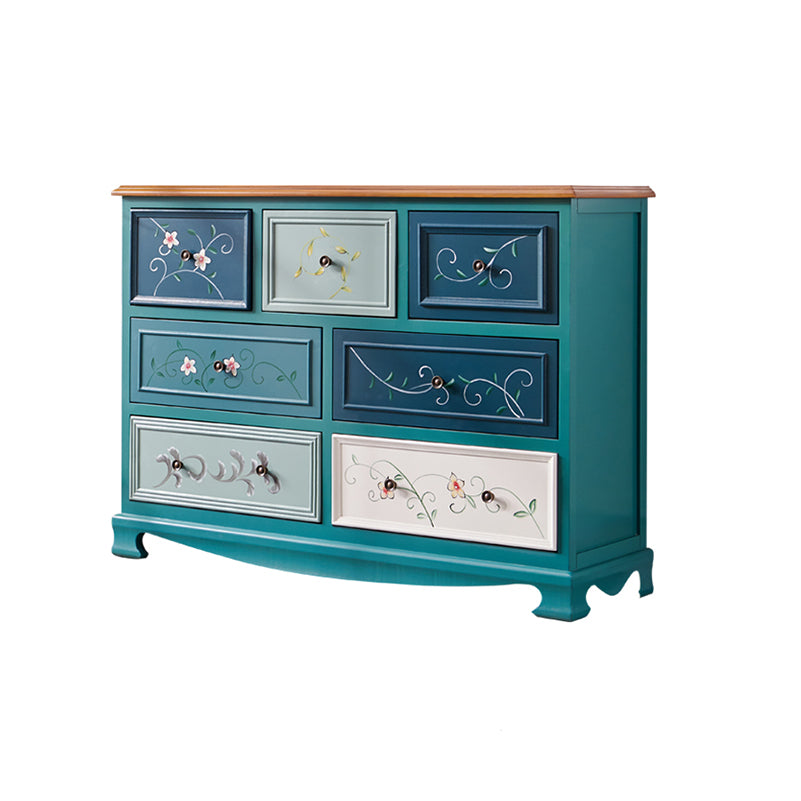 Traditional Storage Chest Dresser Wooden Storage Chest with Drawers for Bedroom 53"L x 14"W x 30"H Blue Clearhalo 'Bedroom Furniture' 'Dressers & Chests' 'dressers_chests' 'furn' 'furn_dressers_chests' 'Furniture' 6618362