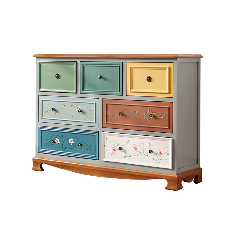 Traditional Storage Chest Dresser Wooden Storage Chest with Drawers for Bedroom 53"L x 14"W x 30"H Blue Painted Clearhalo 'Bedroom Furniture' 'Dressers & Chests' 'dressers_chests' 'furn' 'furn_dressers_chests' 'Furniture' 6618363