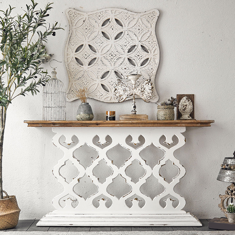 Tavolo da accento in legno di campagna francese tavolo di divano console rettangolare per sala