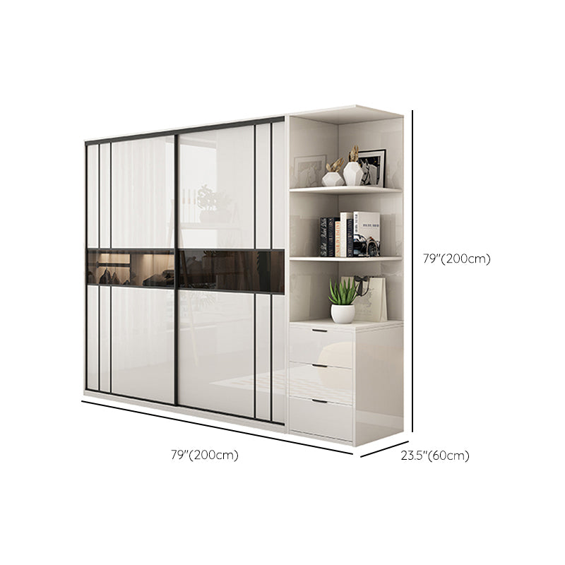 White Colour Wooden Wardrobe Cloth Rod Included Wardrobe Closet with Shelves Clearhalo 'Armoires & Wardrobes' 'armoires_wardrobes' 'Bedroom Furniture' 'furn' 'furn_armoires_wardrobes' 'Furniture' 6618493