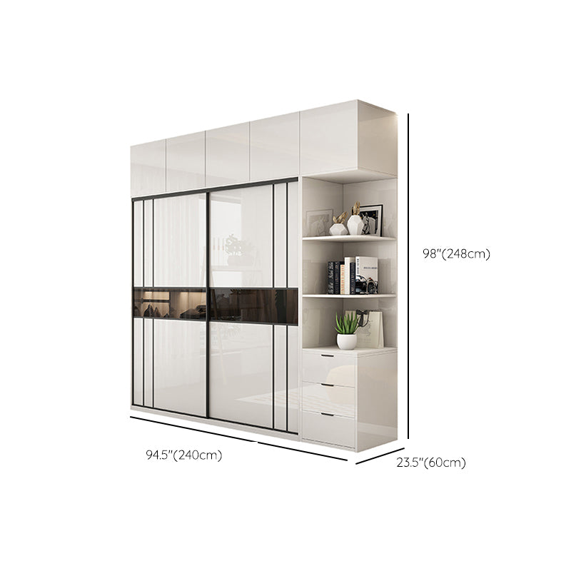 White Colour Wooden Wardrobe Cloth Rod Included Wardrobe Closet with Shelves Clearhalo 'Armoires & Wardrobes' 'armoires_wardrobes' 'Bedroom Furniture' 'furn' 'furn_armoires_wardrobes' 'Furniture' 6618500
