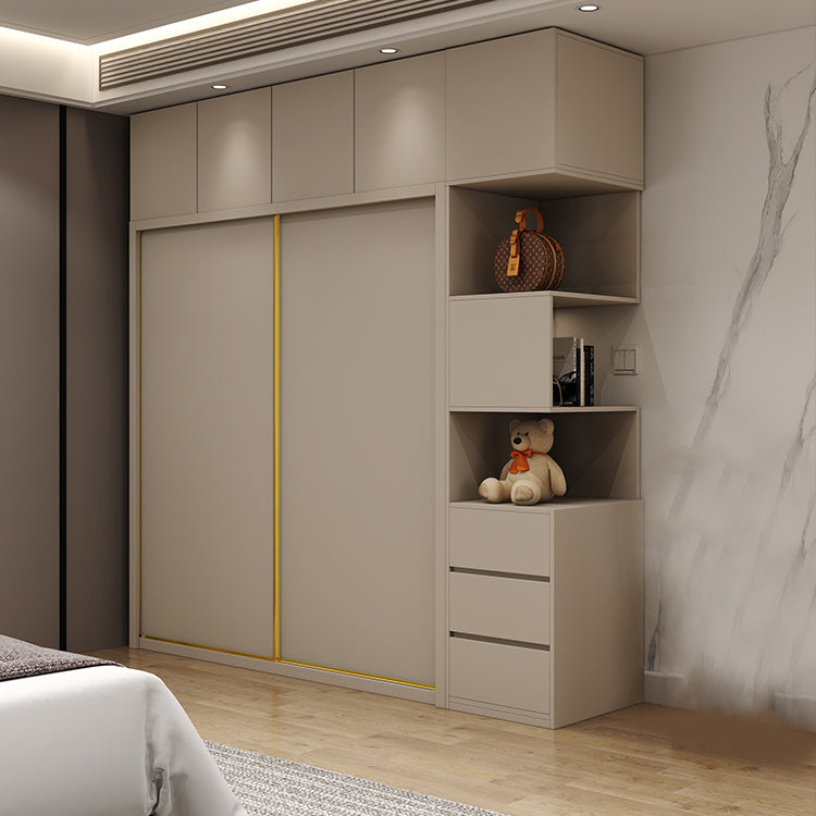 Contemporary Style Wardrobe Wooden Bedroom Wardrobe Closet with Clothes Rail Clearhalo 'Armoires & Wardrobes' 'armoires_wardrobes' 'Bedroom Furniture' 'furn' 'furn_armoires_wardrobes' 'Furniture' 6618514
