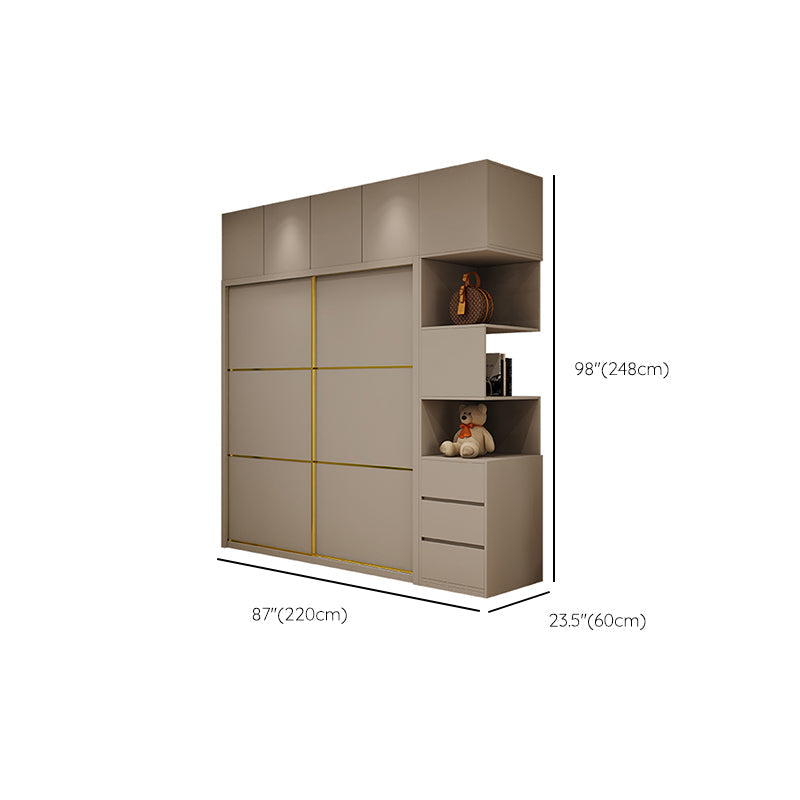 Contemporary Style Wardrobe Wooden Bedroom Wardrobe Closet with Clothes Rail Clearhalo 'Armoires & Wardrobes' 'armoires_wardrobes' 'Bedroom Furniture' 'furn' 'furn_armoires_wardrobes' 'Furniture' 6618532