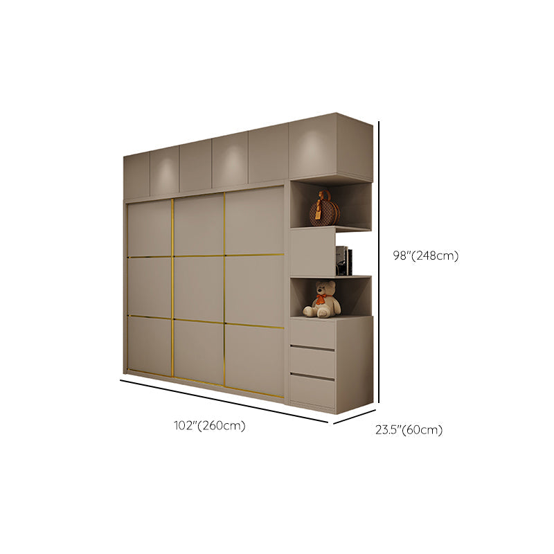 Contemporary Style Wardrobe Wooden Bedroom Wardrobe Closet with Clothes Rail Clearhalo 'Armoires & Wardrobes' 'armoires_wardrobes' 'Bedroom Furniture' 'furn' 'furn_armoires_wardrobes' 'Furniture' 6618534