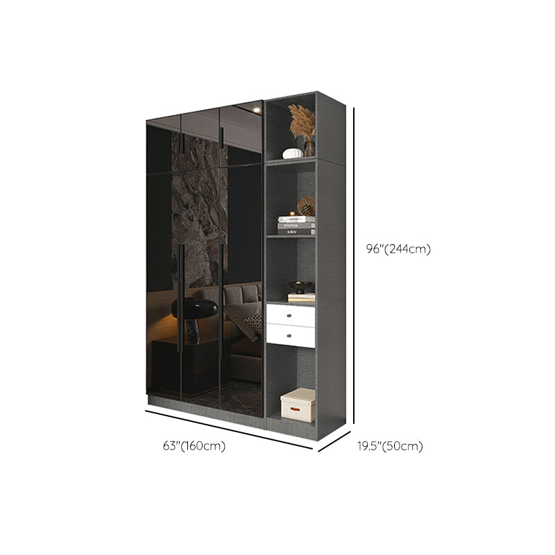 Armario de cristal de color negro con puerta de cierre suave para el hogar