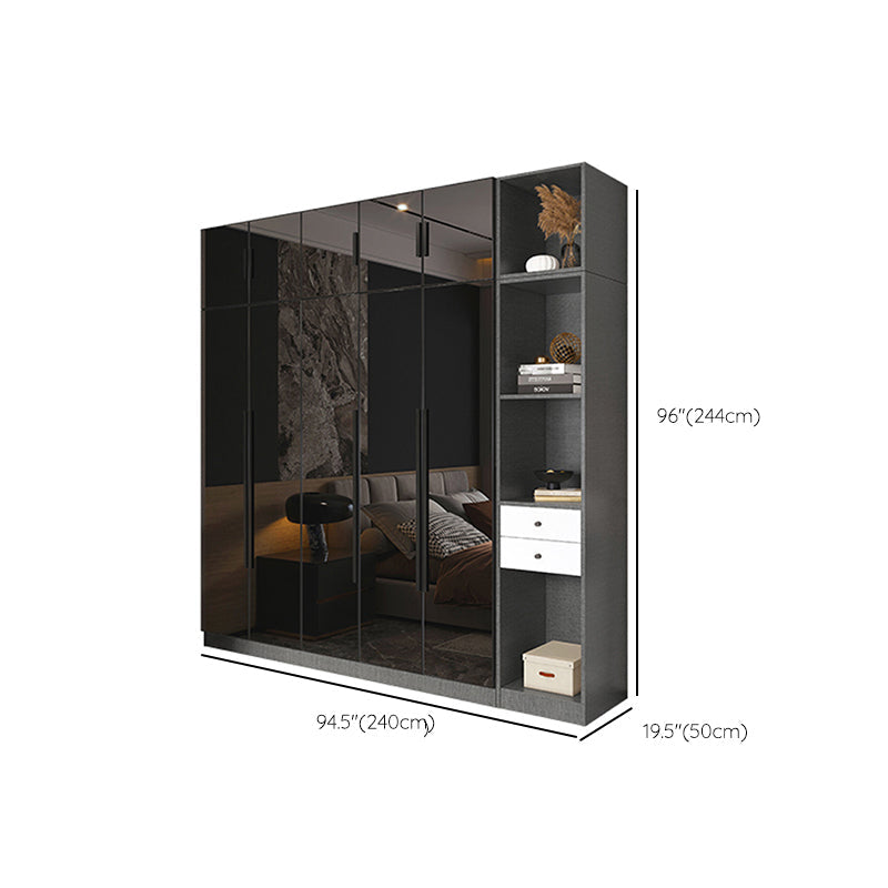 Armario de cristal de color negro con puerta de cierre suave para el hogar