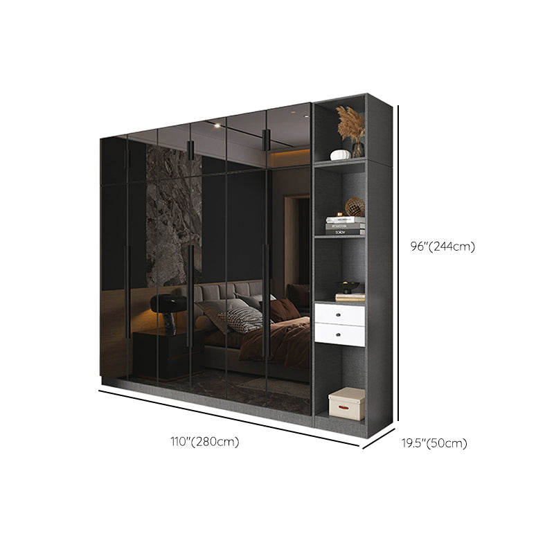 Armario de cristal de color negro con puerta de cierre suave para el hogar