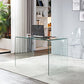Modern Glass Top Writing Desk Sled Base 29.53" Tall Office Desk