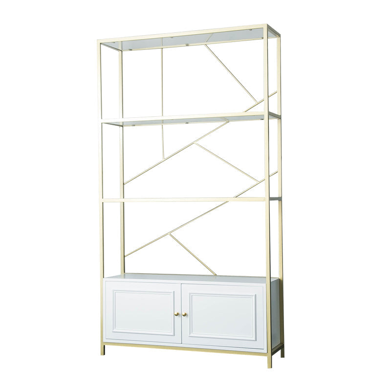 Modern Bookshelf Metal Open Shelf Bookcase with Cabinets for Home Office 31.5"L x 11.8"W x 70.9"H Clearhalo 'Bookcases' 'furn' 'furn_bookcases' 'Furniture' 'Office Furniture' 6619282