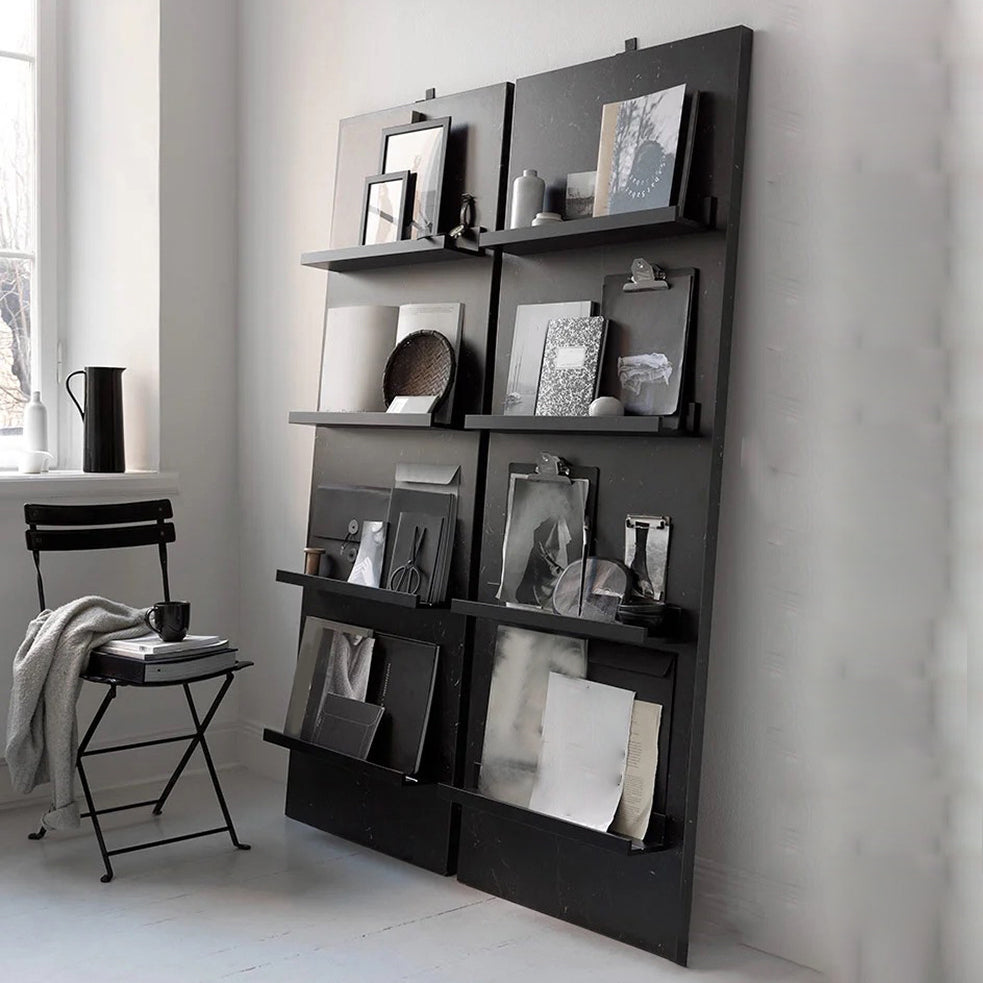Industrial Standard Closed Back Bookcase Metal Black Bookshelf with Shelves