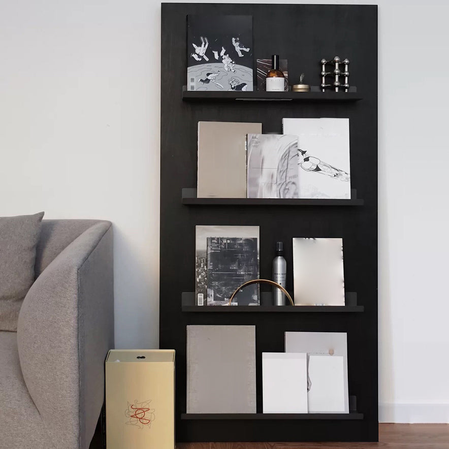 Industrial Standard Closed Back Bookcase Metal Black Bookshelf with Shelves