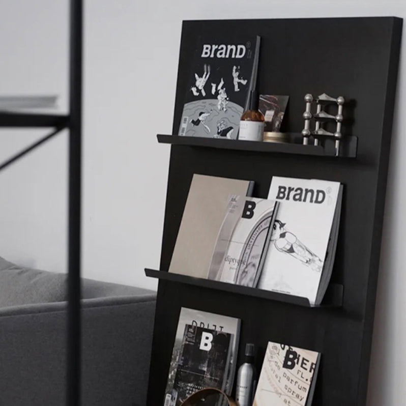 Industrial Standard Closed Back Bookcase Metal Black Bookshelf with Shelves