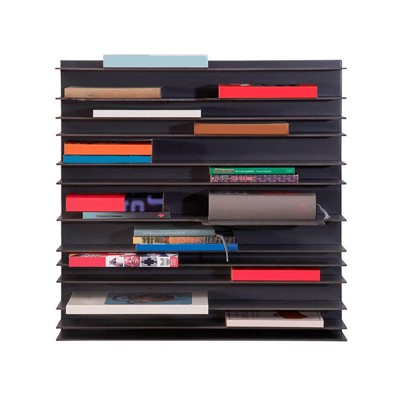 Industrial Closed Back Bookcase Floating Metal Bookshelf with Shelves