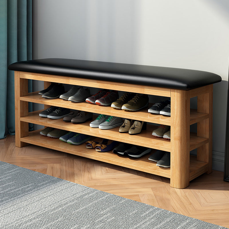 Mid-Century Modern Seating Bench Rectangle Shoe Storage Entryway Bench 47.2"L x 13.8"W x 21.3"H Natural Upholstered Clearhalo 'Benches' 'Chairs & Seating' 'furn' 'furn_benches' 'Furniture' 'Living Room Furniture' 6619479