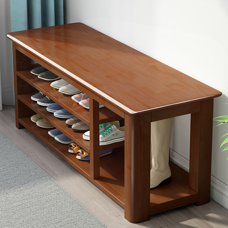 Mid-Century Modern Seating Bench Rectangle Shoe Storage Entryway Bench 47.2"L x 13.8"W x 21.3"H Walnut Wood Clearhalo 'Benches' 'Chairs & Seating' 'furn' 'furn_benches' 'Furniture' 'Living Room Furniture' 6619480