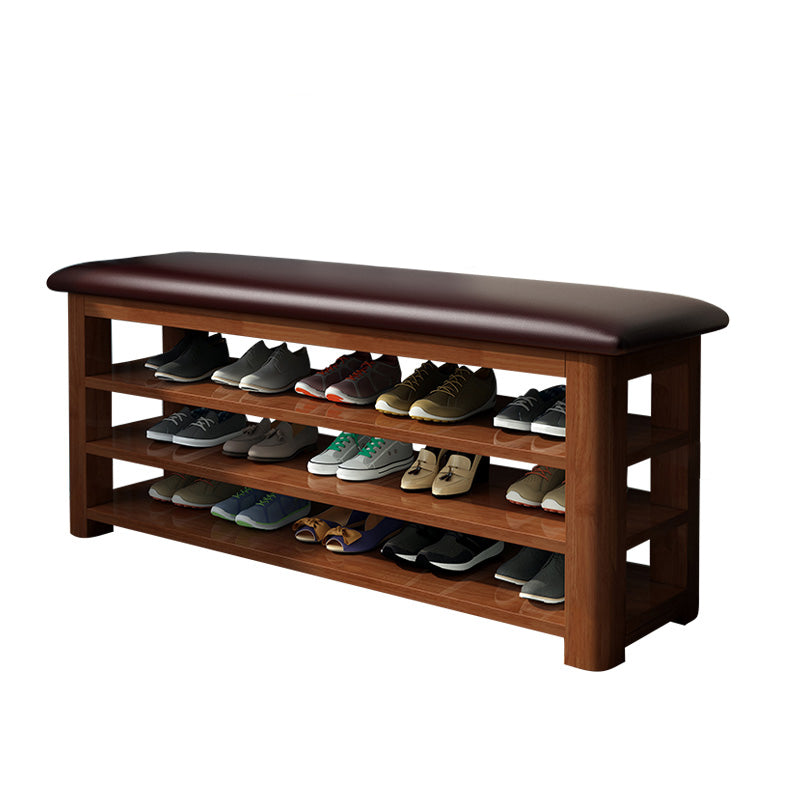 Mid-Century Modern Seating Bench Rectangle Shoe Storage Entryway Bench Walnut Upholstered Clearhalo 'Benches' 'Chairs & Seating' 'furn' 'furn_benches' 'Furniture' 'Living Room Furniture' 6619482