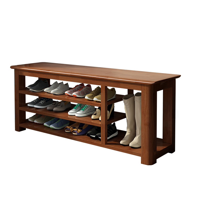 Mid-Century Modern Seating Bench Rectangle Shoe Storage Entryway Bench 39.4"L x 13.8"W x 21.3"H Walnut Wood Clearhalo 'Benches' 'Chairs & Seating' 'furn' 'furn_benches' 'Furniture' 'Living Room Furniture' 6619487