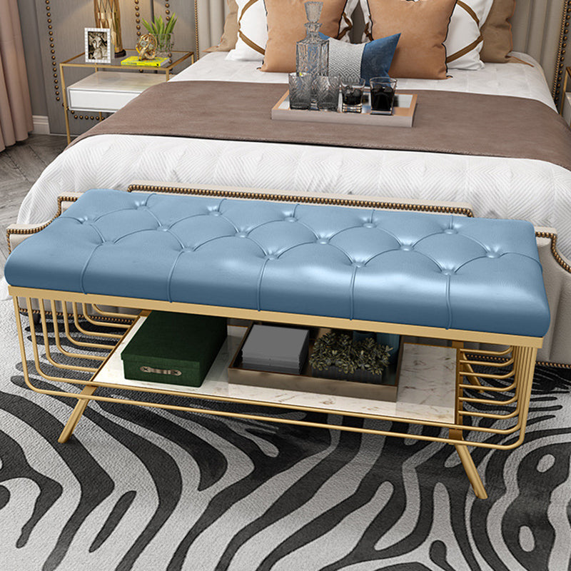 Glam 14" W Seating Bench Cushioned Solid Color Entryway and Bedroom Bench Blue Clearhalo 'Benches' 'Chairs & Seating' 'furn' 'furn_benches' 'Furniture' 'Living Room Furniture' 6619508