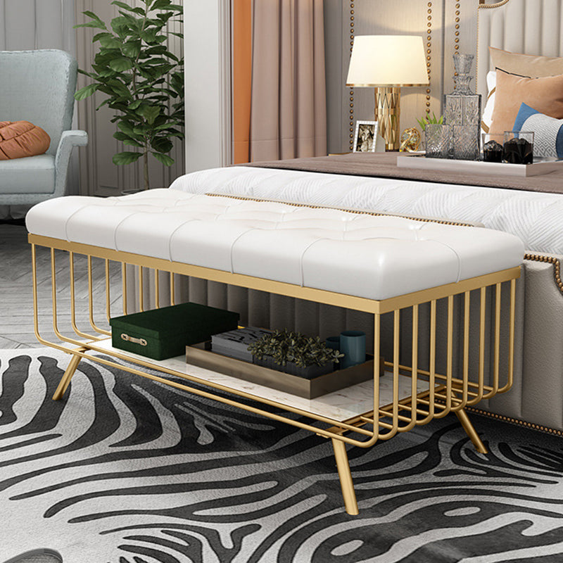 Glam 14" W Seating Bench Cushioned Solid Color Entryway and Bedroom Bench Clearhalo 'Benches' 'Chairs & Seating' 'furn' 'furn_benches' 'Furniture' 'Living Room Furniture' 6619516