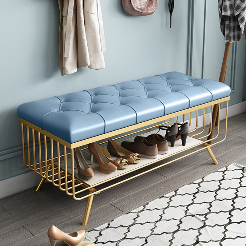 Glam 14" W Seating Bench Cushioned Solid Color Entryway and Bedroom Bench Clearhalo 'Benches' 'Chairs & Seating' 'furn' 'furn_benches' 'Furniture' 'Living Room Furniture' 6619518