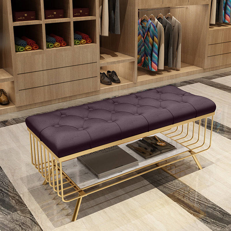 Glam 14" W Seating Bench Cushioned Solid Color Entryway and Bedroom Bench Clearhalo 'Benches' 'Chairs & Seating' 'furn' 'furn_benches' 'Furniture' 'Living Room Furniture' 6619519