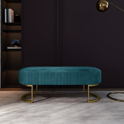 Glam 16" W Seating Bench Solid Color Cushioned Entryway and Bedroom Bench Blue Clearhalo 'Benches' 'Chairs & Seating' 'furn' 'furn_benches' 'Furniture' 'Living Room Furniture' 6619526