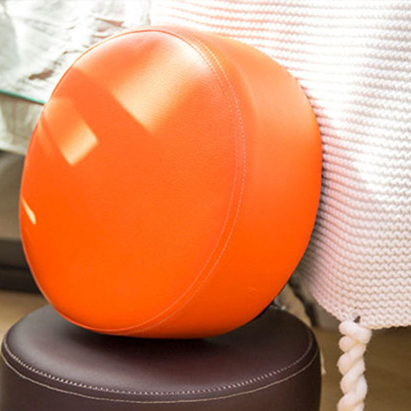 Modern Round Shape Pouf Leather Solid Color Pouf for Drawing Room Clearhalo 'furn' 'furn_ottomans_poufs' 'Furniture' 'Living Room Furniture' 'Ottomans & Poufs' 'ottomans_poufs' 6619573