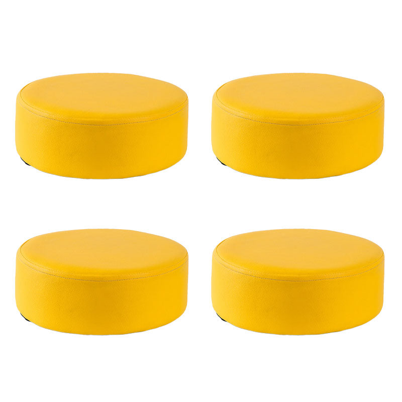 Modern Round Shape Pouf Leather Solid Color Pouf for Drawing Room Yellow 4 Piece Set Clearhalo 'furn' 'furn_ottomans_poufs' 'Furniture' 'Living Room Furniture' 'Ottomans & Poufs' 'ottomans_poufs' 6619581