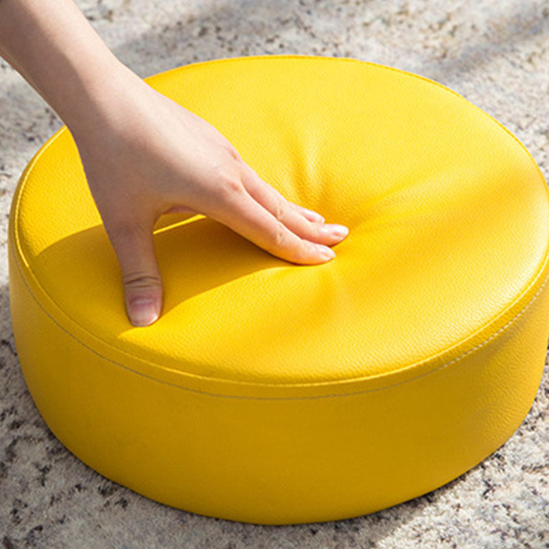 Modern Round Shape Pouf Leather Solid Color Pouf for Drawing Room Clearhalo 'furn' 'furn_ottomans_poufs' 'Furniture' 'Living Room Furniture' 'Ottomans & Poufs' 'ottomans_poufs' 6619583