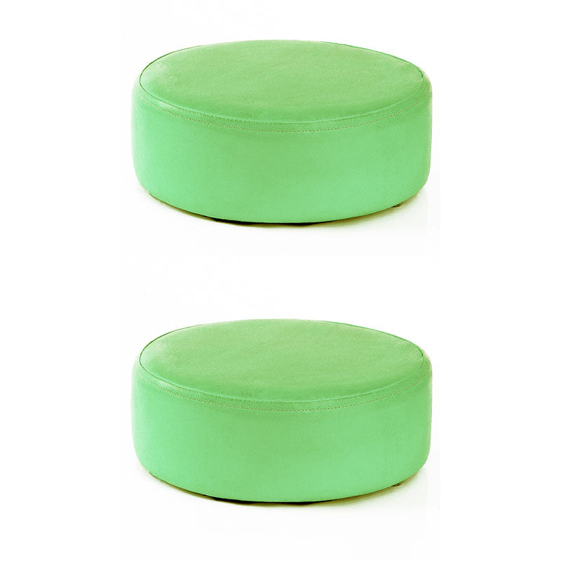 Modern Round Shape Pouf Leather Solid Color Pouf for Drawing Room Green 2 Piece Set Clearhalo 'furn' 'furn_ottomans_poufs' 'Furniture' 'Living Room Furniture' 'Ottomans & Poufs' 'ottomans_poufs' 6619597