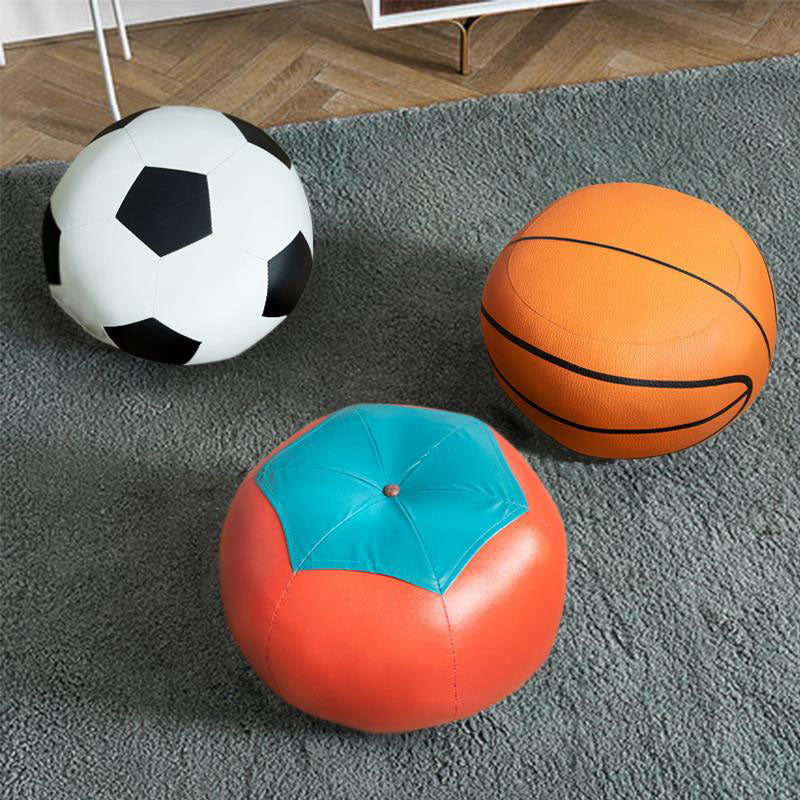 Modern Pouf Ottoman PU Leather Upholstered Geometric Print Spherical Ottoman Clearhalo 'furn' 'furn_ottomans_poufs' 'Furniture' 'Living Room Furniture' 'Ottomans & Poufs' 'ottomans_poufs' 6619602